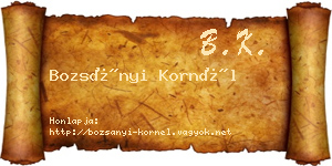 Bozsányi Kornél névjegykártya